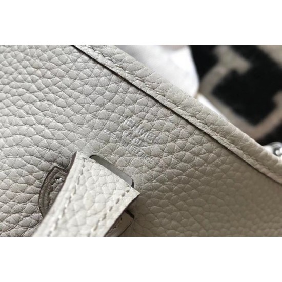 Hermes Evelyne III TPM Mini Bag In Pearl Grey Clemence Leather