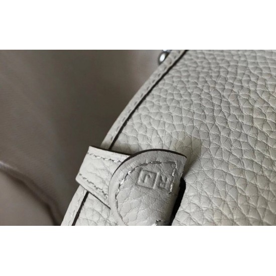 Hermes Evelyne III TPM Mini Bag In Pearl Grey Clemence Leather