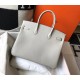 Hermes Birkin 35cm Bag In Pearl Grey Clemence Leather GHW