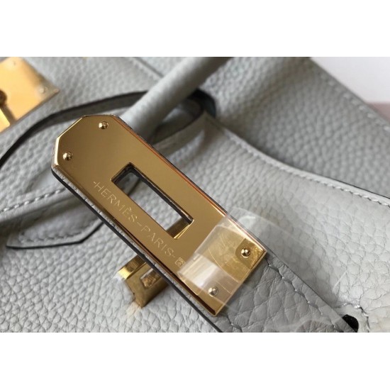 Hermes Birkin 35cm Bag In Pearl Grey Clemence Leather GHW