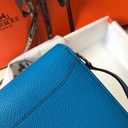 Hermes Sac Roulis Mini Bag In Blue Hydra Evercolor Calfskin