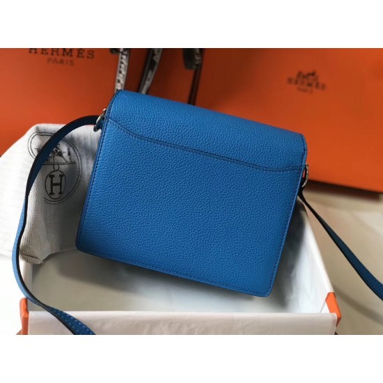 Hermes Sac Roulis Mini Bag In Blue Hydra Evercolor Calfskin