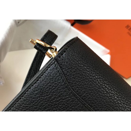 Hermes Sac Roulis Mini Bag In Black Evercolor Calfskin