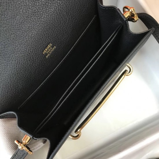 Hermes Sac Roulis Mini Bag In Black Evercolor Calfskin