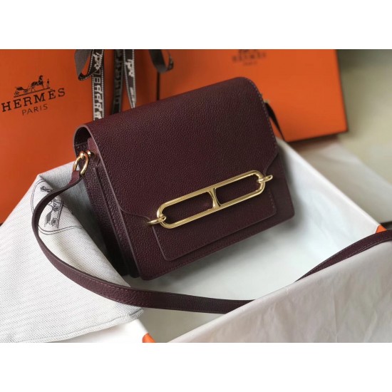 Hermes Sac Roulis Mini Bag In Burgundy Evercolor Calfskin