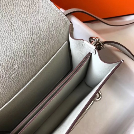 Hermes Sac Roulis Mini Bag In Pearl Grey Evercolor Calfskin