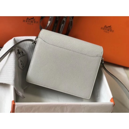 Hermes Sac Roulis Mini Bag In Pearl Grey Evercolor Calfskin