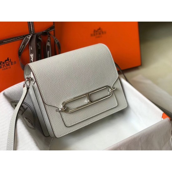 Hermes Sac Roulis Mini Bag In Pearl Grey Evercolor Calfskin