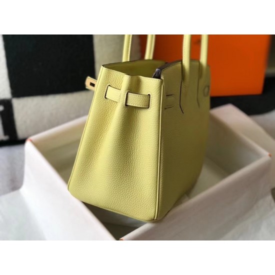 Hermes Birkin 30cm Bag In Jaune Poussin Clemence Leather GHW