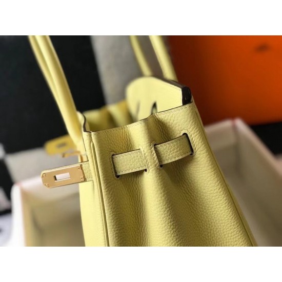 Hermes Birkin 30cm Bag In Jaune Poussin Clemence Leather GHW