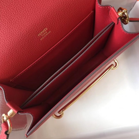 Hermes Sac Roulis Mini Bag In Red Evercolor Calfskin