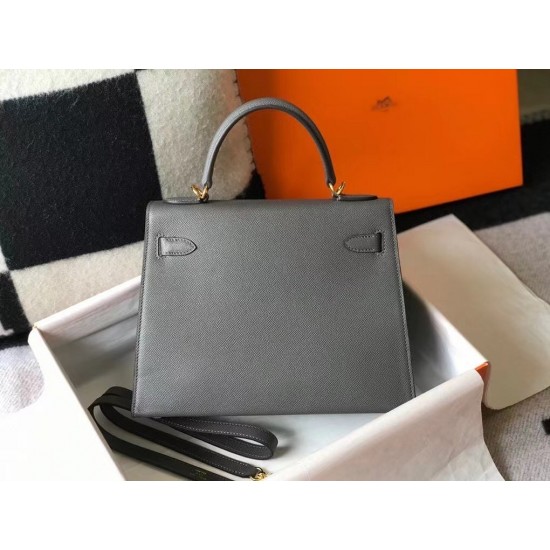 Hermes Kelly 28cm Sellier Bag In Ardoise Epsom Leather