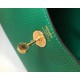 Hermes Lindy Mini Bag In Green Clemence Calfskin