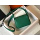 Hermes Lindy Mini Bag In Green Clemence Calfskin