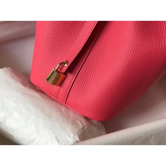 Hermes Picotin Lock 18 Bag In Rose Lipstick Clemence Leather