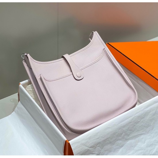 Hermes Evelyne III 29 Bag in Mauve Pale Clemence Leather