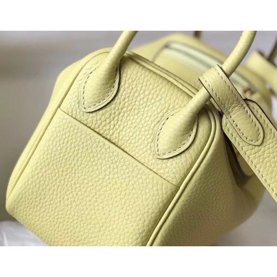 Hermes Lindy Mini Bag In Jaune Poussin Clemence Calfskin