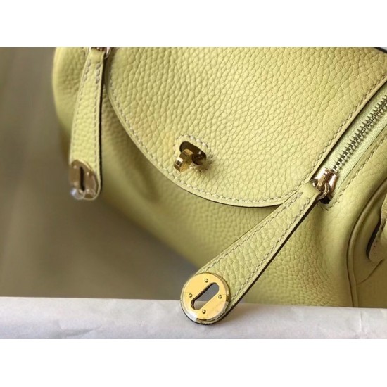 Hermes Lindy Mini Bag In Jaune Poussin Clemence Calfskin