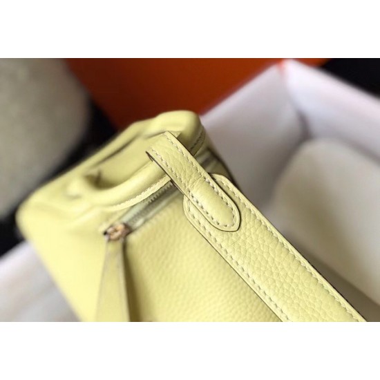 Hermes Lindy Mini Bag In Jaune Poussin Clemence Calfskin