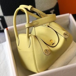 Hermes Jaune Poussin Clemence Lindy 30cm Bag with GHW