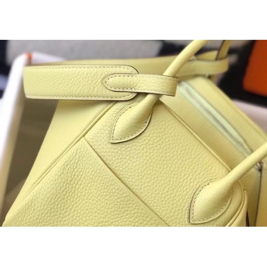 Hermes Jaune Poussin Clemence Lindy 30cm Bag with GHW