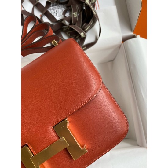 Hermes Constance 18 Handmade Bag In Sienna Swift Calfskin