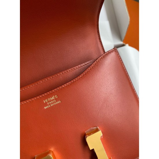 Hermes Constance 18 Handmade Bag In Sienna Swift Calfskin