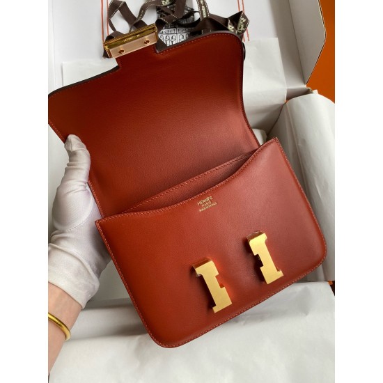 Hermes Constance 18 Handmade Bag In Sienna Swift Calfskin