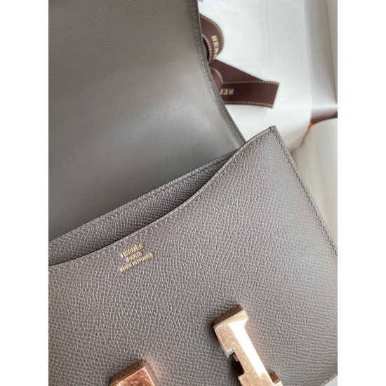 Hermes Constance 18 Handmade Bag In Etain Epsom Calfskin