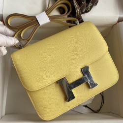 Hermes Constance 18 Handmade Bag In Jaune Poussin Epsom Calfskin