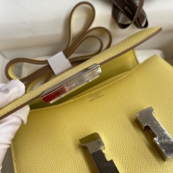 Hermes Constance 18 Handmade Bag In Jaune Poussin Epsom Calfskin