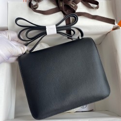 Hermes Constance 18 Handmade Bag In Black Swift Calfskin