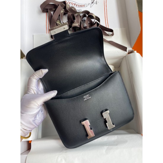 Hermes Constance 18 Handmade Bag In Black Swift Calfskin