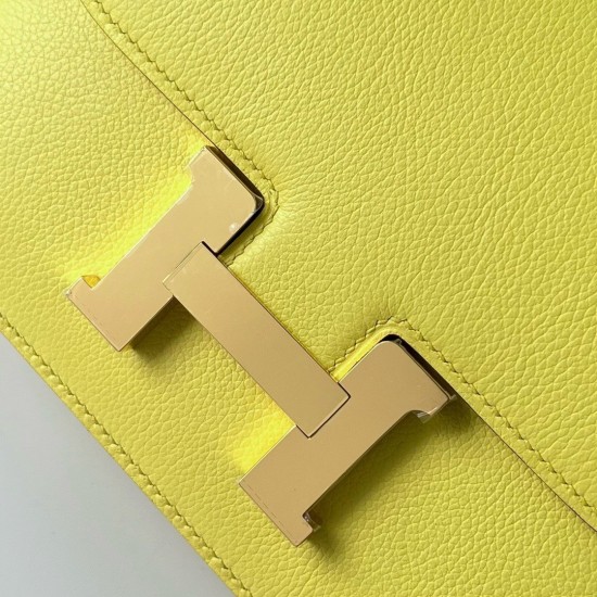 Hermes Constance 18 Handmade Bag In Lime Evercolor Calfskin