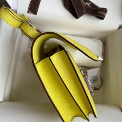 Hermes Constance 18 Handmade Bag In Lime Epsom Calfskin