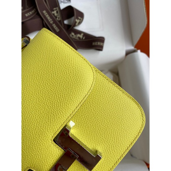 Hermes Constance 18 Handmade Bag In Lime Epsom Calfskin