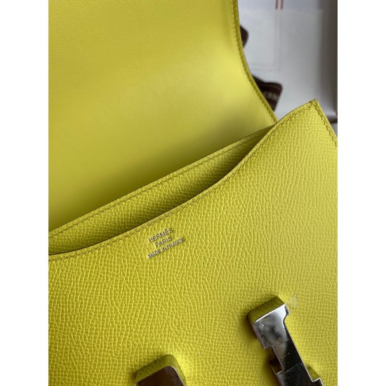 Hermes Constance 18 Handmade Bag In Lime Epsom Calfskin