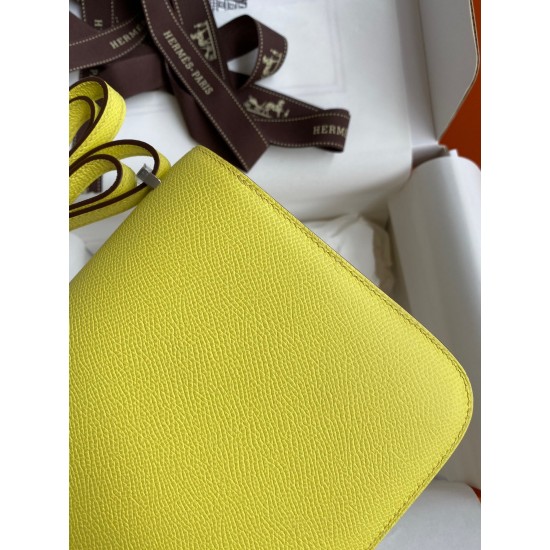 Hermes Constance 18 Handmade Bag In Lime Epsom Calfskin