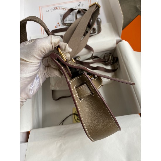 Hermes Jypsiere Mini Handmade Bag In Taupe Swift Calfskin