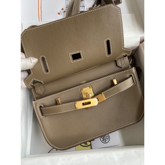 Hermes Jypsiere Mini Handmade Bag In Taupe Swift Calfskin