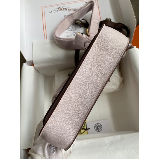 Hermes Jypsiere Mini Handmade Bag In Mauve Pale Evercolor Calfskin