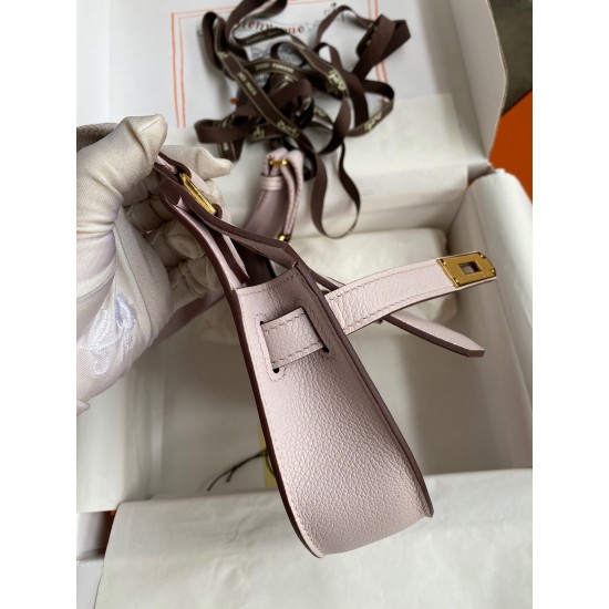 Hermes Jypsiere Mini Handmade Bag In Mauve Pale Evercolor Calfskin