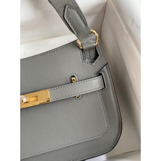 Hermes Jypsiere Mini Handmade Bag In Gris Meyer Swift Calfskin