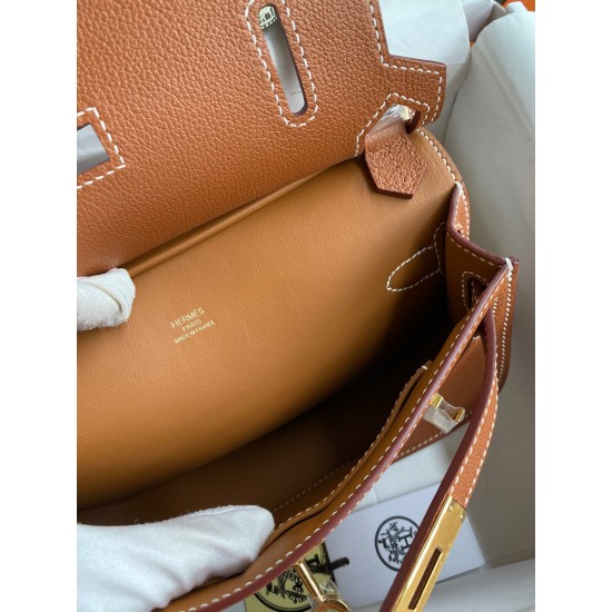 Hermes Jypsiere Mini Handmade Bag In Gold Evercolor Calfskin