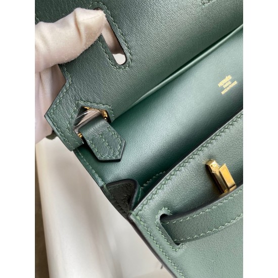 Hermes Jypsiere Mini Handmade Bag In Vert Rousseau Swift Calfskin