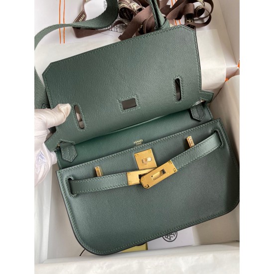 Hermes Jypsiere Mini Handmade Bag In Vert Rousseau Swift Calfskin