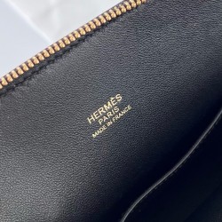 Hermes Bolide 1923 Mini Handmade Bag In Black Chevre Mysore Leather