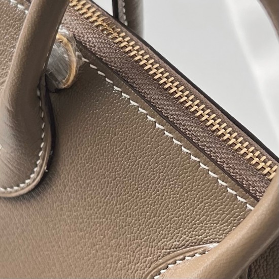 Hermes Bolide 1923 Mini Handmade Bag In Taupe Chevre Mysore Leather