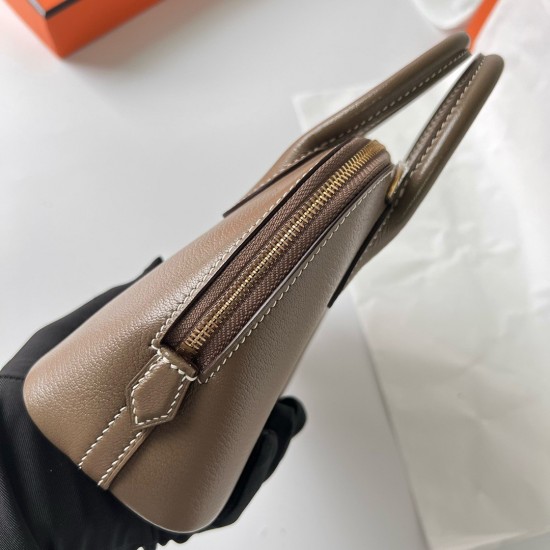 Hermes Bolide 1923 Mini Handmade Bag In Taupe Chevre Mysore Leather