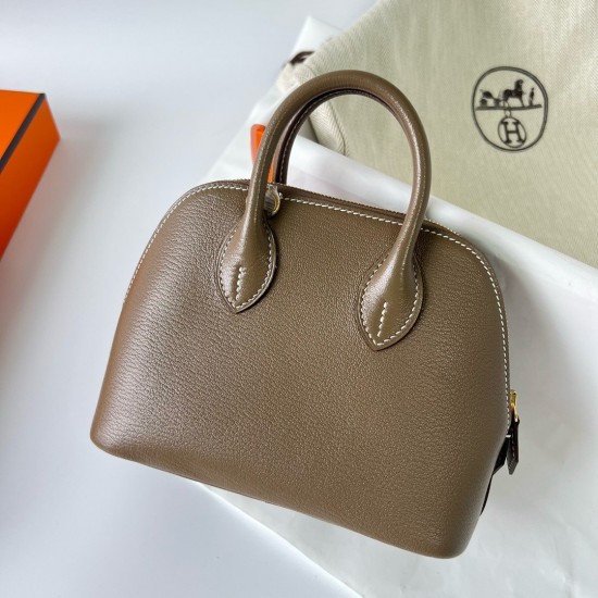 Hermes Bolide 1923 Mini Handmade Bag In Taupe Chevre Mysore Leather